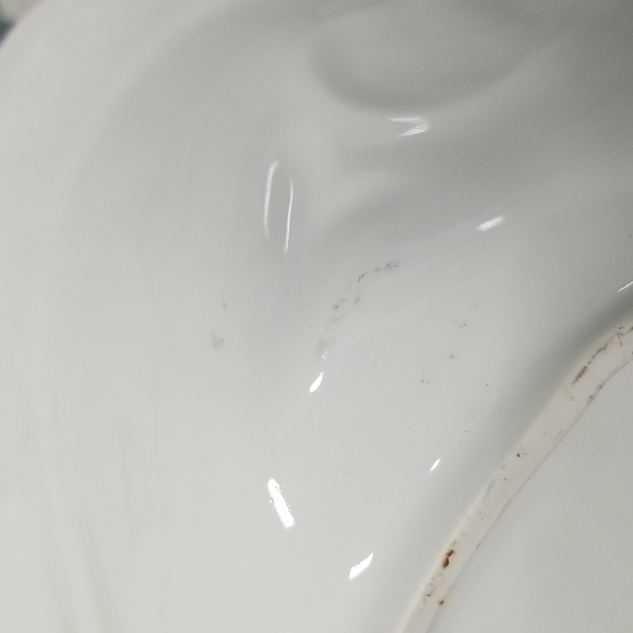 Germany Three Crown China Big Cottage Scenic Bowl With Wavery Green Gold Flowers - Picture 14 of 16